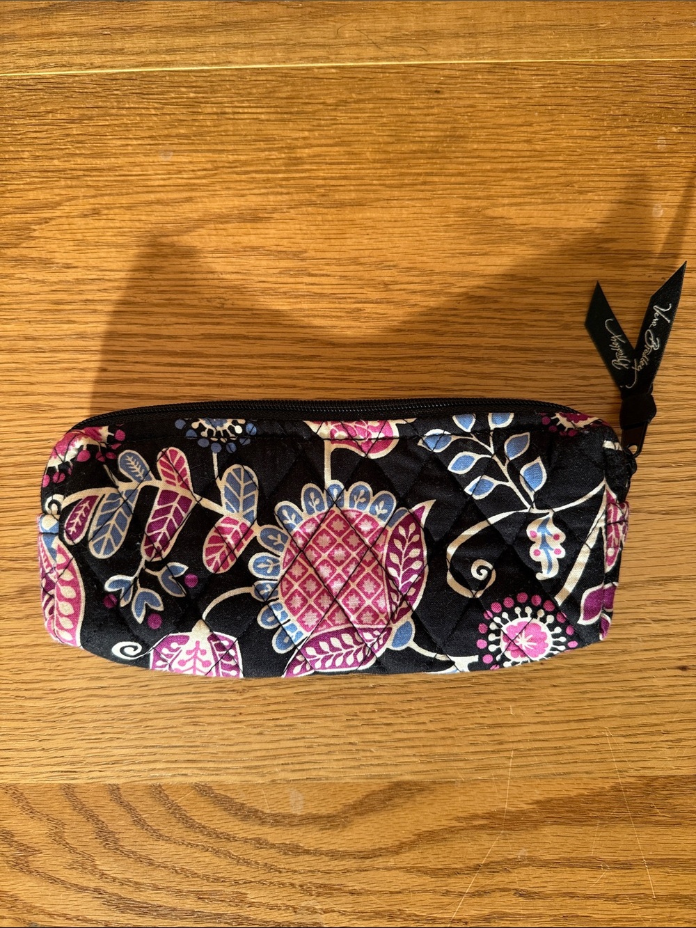Vera Bradley Alpine Floral Quilted Cosmetic Pouch with Pink & Blue Accents